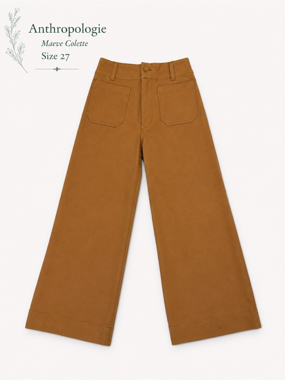 Anthropologie Maeve Colette Wide-Leg Pants in Camel Brown